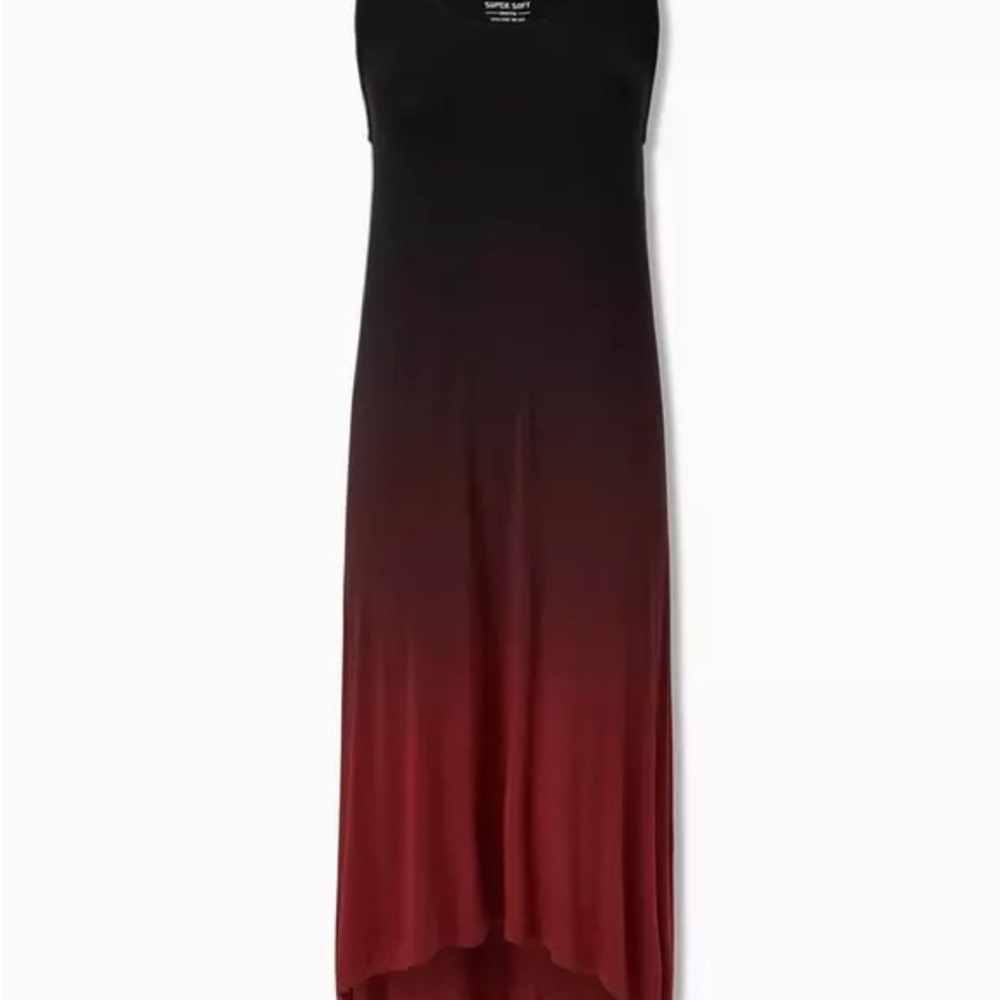 Torrid NWT super soft high low maxi dress- black/rust dip dye size 2